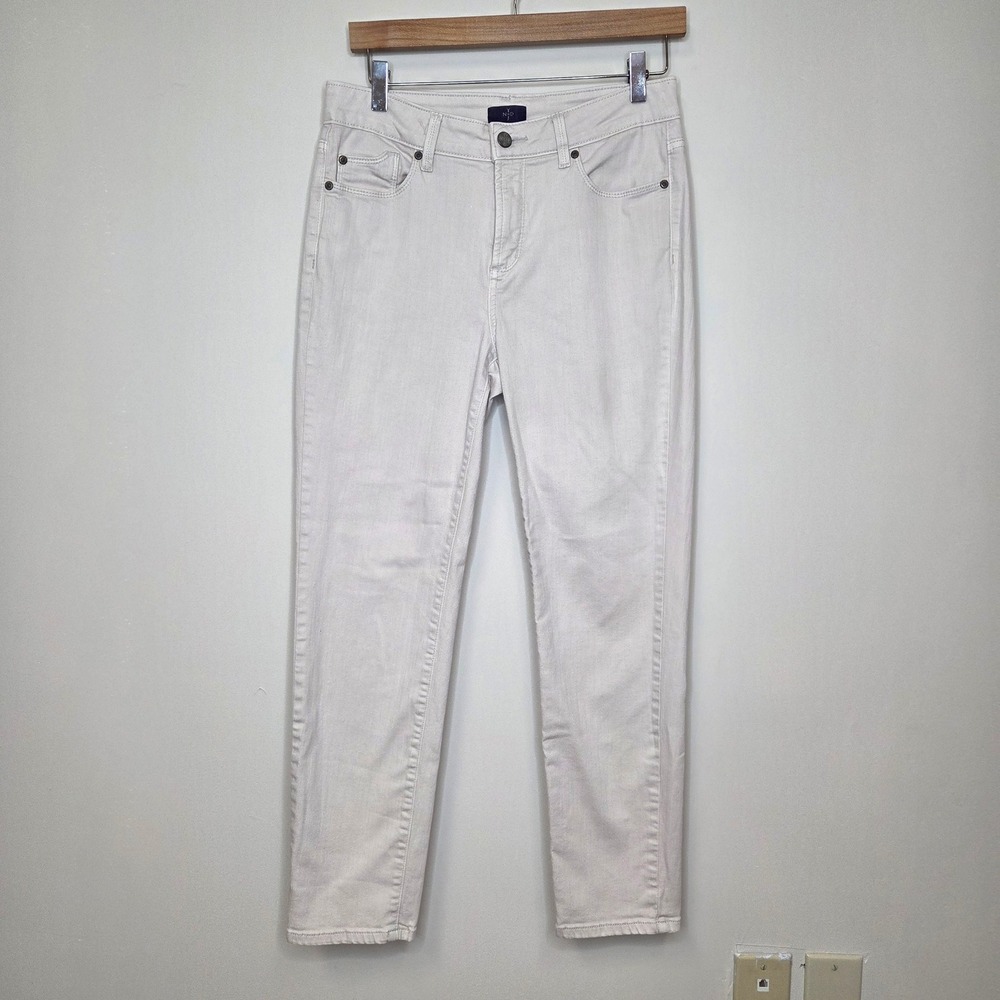 NYDJ‎ Womens Size 8 Beige Cream Ankle Jeans Lift Tuck Slim Stretch Denim